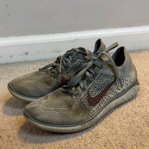 Gray and Maroon Knit Nike Sneakers